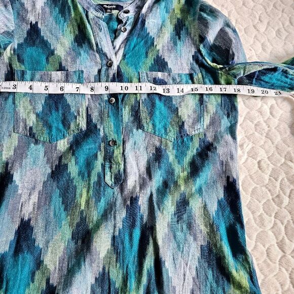 Madewell Tunic top shirt button jagged plaid fall leggings top XS extra small - Picture 6 of 7